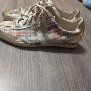 Coach Multicolor Plaid Sneakers with Metallic Accents